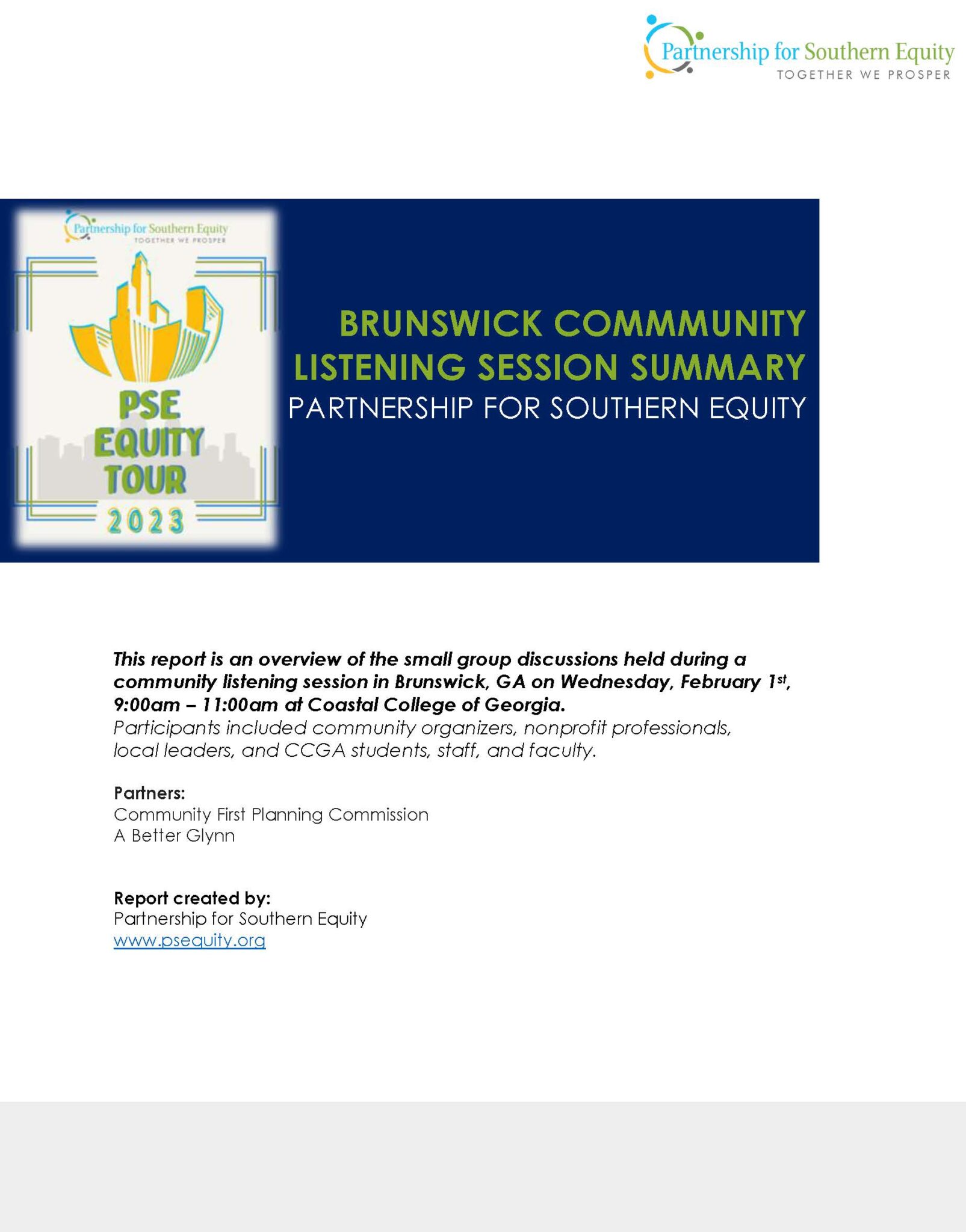 PSE Equity Tour Brunswick Listening Session Report_Page_1